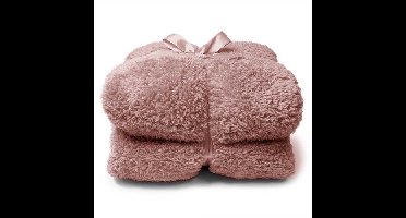 Unique Living - Plaid/deken Teddy - roze - polyester - 150 x 200 cm