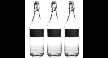 Water/weck/sap flessen met krijtvakje - 4x - 970 ml - Met beugeldop