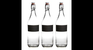 Water/weck/sap flessen met krijtvakje - 6x - 970 ml - Met beugeldop