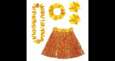 Widmann Hawaii verkleedset - voor dames - oranje - carnaval/themafeest