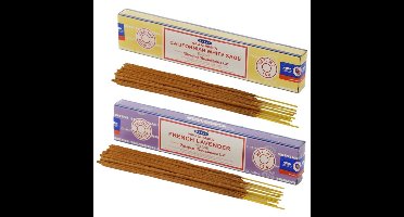 Wierook cadeauset - 2xgeurstokjes - Witte Salie en Lavendel