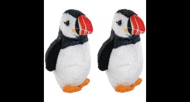 Wild Republic pluche vogel knuffel - 2x - papegaaiduikers - 14cm