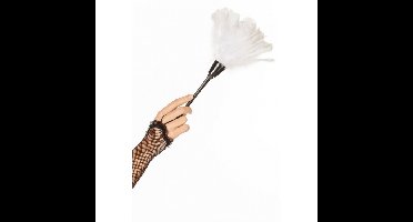 Witte veren plumeau - Carnaval verkleed artikelen - Dienstmeisje accessoires