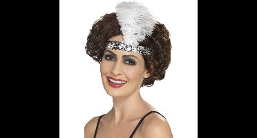 Zilver/witte Charleston thema verkleed hoofdband voor dames - Jaren 20