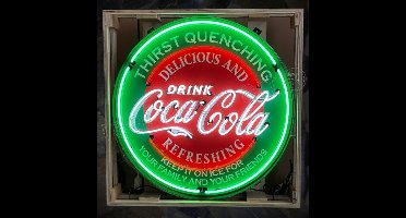 Coca-Cola Evergreen Neon Verlichting XL In Metalen Bak - Groen, Rood, Wit