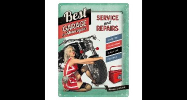 Metalen Bord 30x40 Best Garage For Motorcycles Groen LAATSTE STUKS