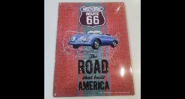 Route 66 'The Road That Built America' Metalen Bord 30 x 40 cm