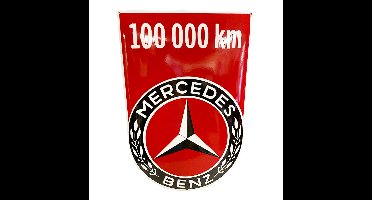 Mercedes Benz 100.000km Rood Emaille Bord - 60 x 41cm
