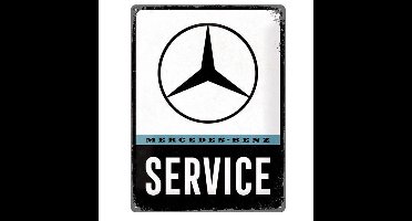 Mercedes Benz Service Retro Metalen Bord met Reliëf - 30 x 40 cm