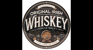 Rond Metaal Bord 35cm Original Irish Whiskey - Met Reliëf