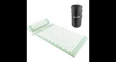 Tunturi Spijkermat met kussen - Acupressuur - Meditatie Mat - Acupunctuur Set - 68x42x2 cm - Mint