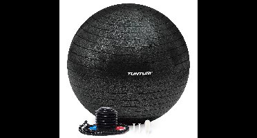 Tunturi Anti Burst Fitness bal met Pomp | Yoga bal 90 cm | 220 kg gebruikersgewicht | Incl Trainingsapp | Zwart