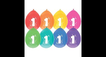 1 jaar thema ballonnen - Verjaardag - Kinderfeestje - Leeftijd versiering - 24x stuks - gekleurd