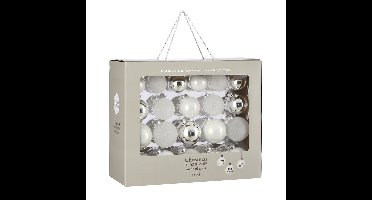 42x Glazen kerstballen wit 5-6-7 cm mat/glans/glitter