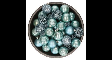 Bellatio Decorations kerstballen - 37x - ijsblauw - 6 cm - kunststof