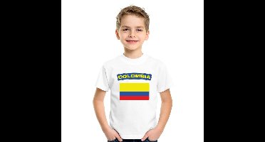 Bellatio Decorations T-shirt - Colombiaanse vlag - wit - kinderen