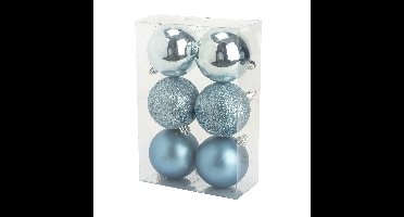 Cosy & Trendy Kerstballen - 6x st - ijsblauw - 8 cm - kunststof - kerstversiering