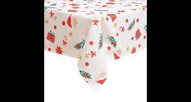 Feeric Christmas Kerst thema tafelkleed - wit - 240 x 140 cm - katoen - tafellaken