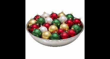 Feeric Christmas Kerstballen - 25x st - kerst kleuren mix - D6 cm - kunststof