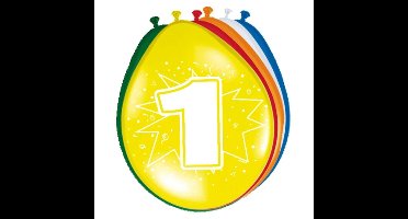 Folat Verjaardag Leeftijd Ballonnen 1 Jaar - 8 Stuks - Multi - 30 cm - Feestartikelen/versieringen