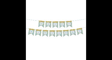 Happy Birthday thema feestslinger - verjaardag - blauw/goud - 300 cm - papier