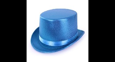 Hoge verkleed hoed - metallic blauw - volwassenen - klassiek model