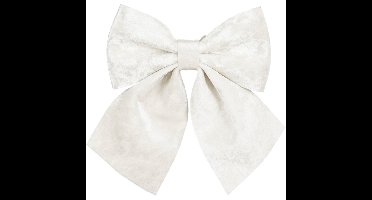 Kerst strik ornament - wit - 20 x 24 cm - polyester fluweel - kerststrik - kerstversiering
