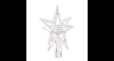 Kerstboom piek - ster - wit/zilver - H27 cm - kunststof - kerstboompiek
