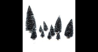Kerstdorp accessoires - miniatuur boompjes/kerstboompjes - 10x stuks