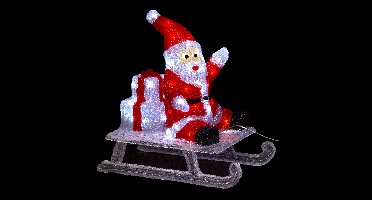 Kerstverlichting figuur - kerstman op slee - H48,5 cm - 60 led lampjes - buiten