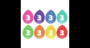 Leeftijd verjaardag thema ballonnen 3 jaar 8x stuks 29 cm