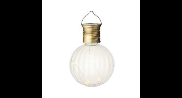 Lumineo Buiten LED lampion solar verlichting 11 cm - Warm wit licht - RVS en kunststof