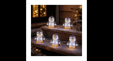 Lumineo Lichtsnoer - 5 verlichte pinguins - LED lichtsnoer - 10,5 x 200 x 14 cm - kerstverlichtin