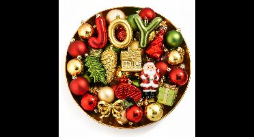 Mica Decorations Kerstversiering set - 26-delig - kerst kleuren - JOY - kunststof