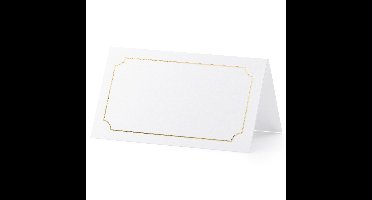 Naamkaartjes/plaatskaartjes Lijstje - Bruiloft - wit/goud - 10x stuks - 10 x 6 cm