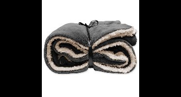 Pluche plaid/deken - antraciet grijs - polyester - 150 x 200 cm