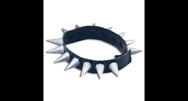 Punker/rocker verkleed ketting / halsband / choker - zwart - met zilveren studs/spikes