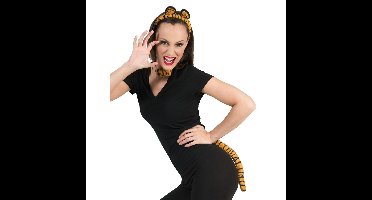Tijger verkleed accessoires set - dierenpak - carnaval - diadeem en staart - dames