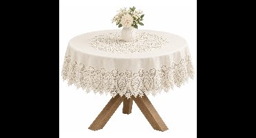 Unique Living tafelkleed/tafellaken - buiten/binnen - ivoor wit - Dia 152 cm - rond