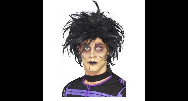 Verkleed pruik - Edward Scissorhands - zwart - heren - New wave - Punk - herenpruik