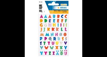 Alfabet plak letters - A-Z Stickers - 1x vellen - gekleurd - 10 mm