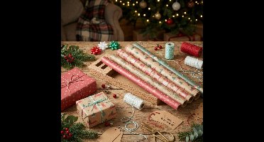 Kerst cadeaupapier set - 11-delig - 200 x 70 cm - kerstprint - inpakken - inpakpapier