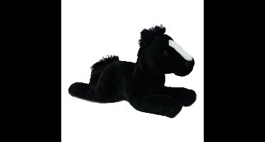 Knuffeldier Paard Winston - zachte pluche stof - premium kwaliteit knuffels - zwart - 35 cm