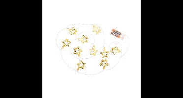 Lichtsnoer - 3D sterren - metallic goud - 185 cm - op batterij - verlichting