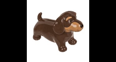 Out of the Blue Spaarpot Teckel - keramiek - 18 x 13 cm - bruin - spaarpot - hond - honden