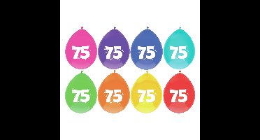 Party Ballonnen 75 jaar - leeftijd verjaardag - 8x stuks - 29 cm - versiering/feestartikelen