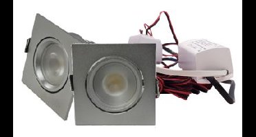Set 2 x vierkante led inbouwspot 4W chroom