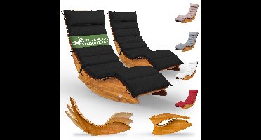 Ligbed Java 2 stuks acaciahout FSC®-gecertificeerd met kussen Antraciet
