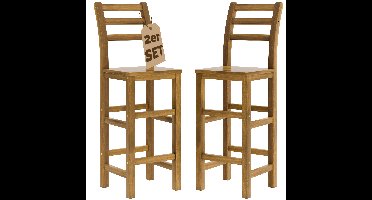 Barkruk met Rugleuning 2 Stuks Acaciahout