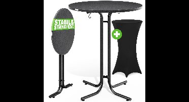 Statafel Grijs 110x70cm + statafelhoes Zwart Ø70cm